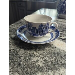 Vintage Royal Cuthbertson Blue Willow Coffee Cup & Saucer Replacement